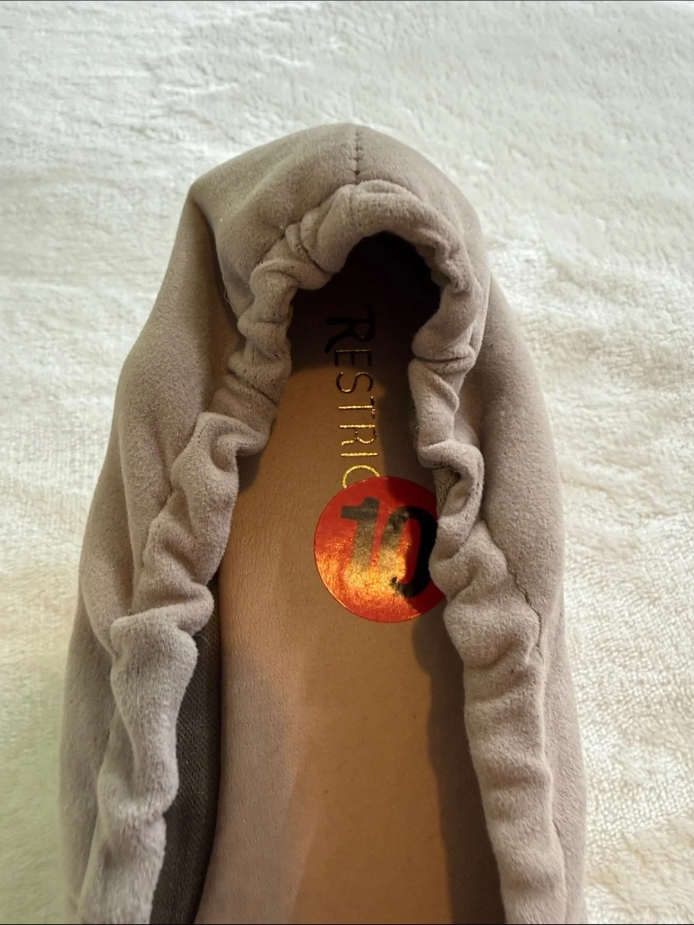 Restricted Delilah Taupe Floral Appliqué Wedge Platform Ballet Flats SZ 10 NWOT